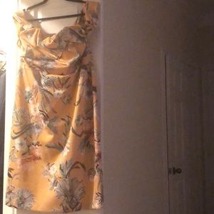 Yellow off the shoulder ASOS dress